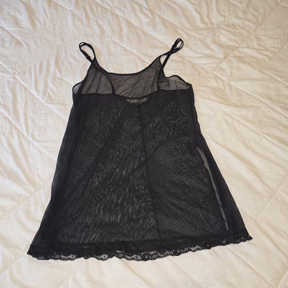 Victorias Secret Vinrage Sheer Black Cami Dress Size Medium